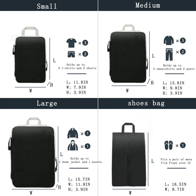 3/4D/4Db Utazási Szervező Táska Gyűrő Csomagoló Kockák Nylon Hordozható Kézitáska Poggyász Tároló Összecsukható Vízálló Cipőzsák - Image 2