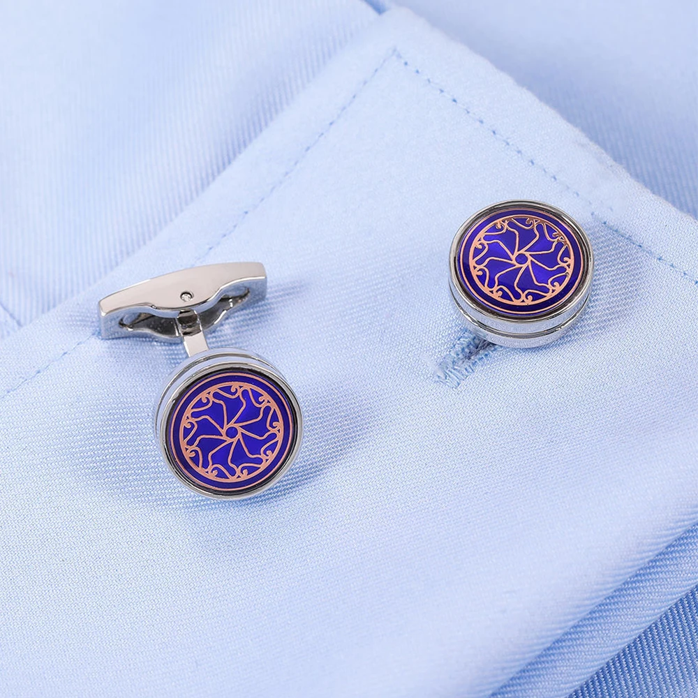 Men Cufflinks TOMYE XK20S017 Fashion Purple Pattern Button Casual Formal Business Gifts Silver Color Shirt Cuff Links