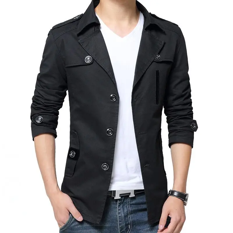 2024 New Spring Men Trench Fashion England Style Long Coats Mens Winter Cotton Plus velvet Casual Outerwear Jackets Windbreaker