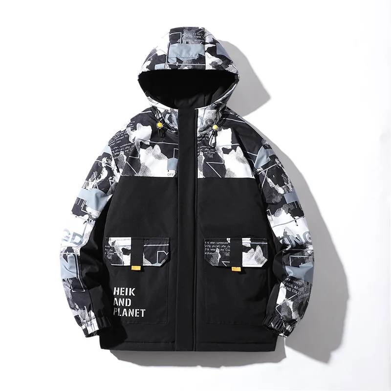 

Мужская модная Тёплая куртка со строчкой, молодежная новая Толстая стеганая куртка, мужское зимнее пальто, свободная облегающая верхняя одежда