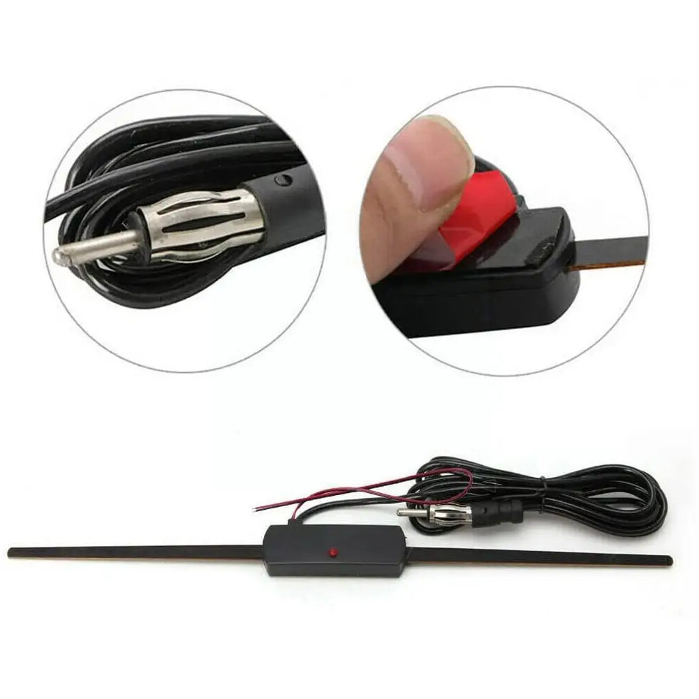 Universal AM FM Car Stereo Radio Amplified Electronic Hidden Antenna 12V  Kit Stealth Hide Away Adhesive Window Windshield Mount Motorola Plug for  Car