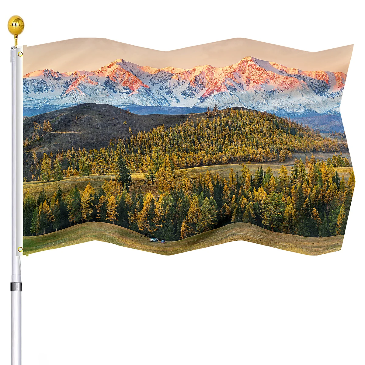 

Природа горный лес флаг живописное зеленое дерево яркие цвета двойной сшитый пейзаж флаги баннеры с латунными кольцами домашний декор