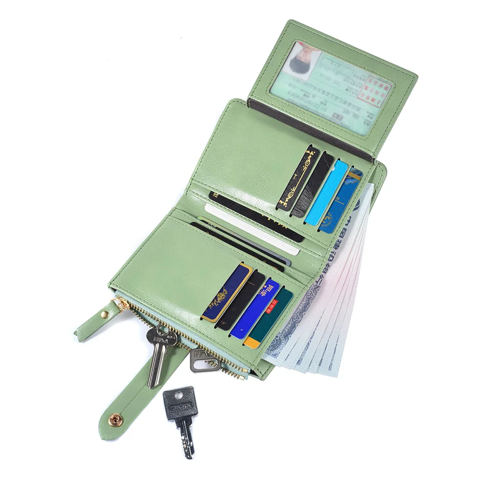 Women Wallet New Purse Ladies Europe And America PU Leather Short Folding Purse Vertical Double Zipper Fashion Women's Wallet Zipper Wallets Leather Wallet Coin Purse Wallet Women Coin Purse Faux Leather Wallet Women Purse Slim Wallet Card Wallet Pu Leather Handbags