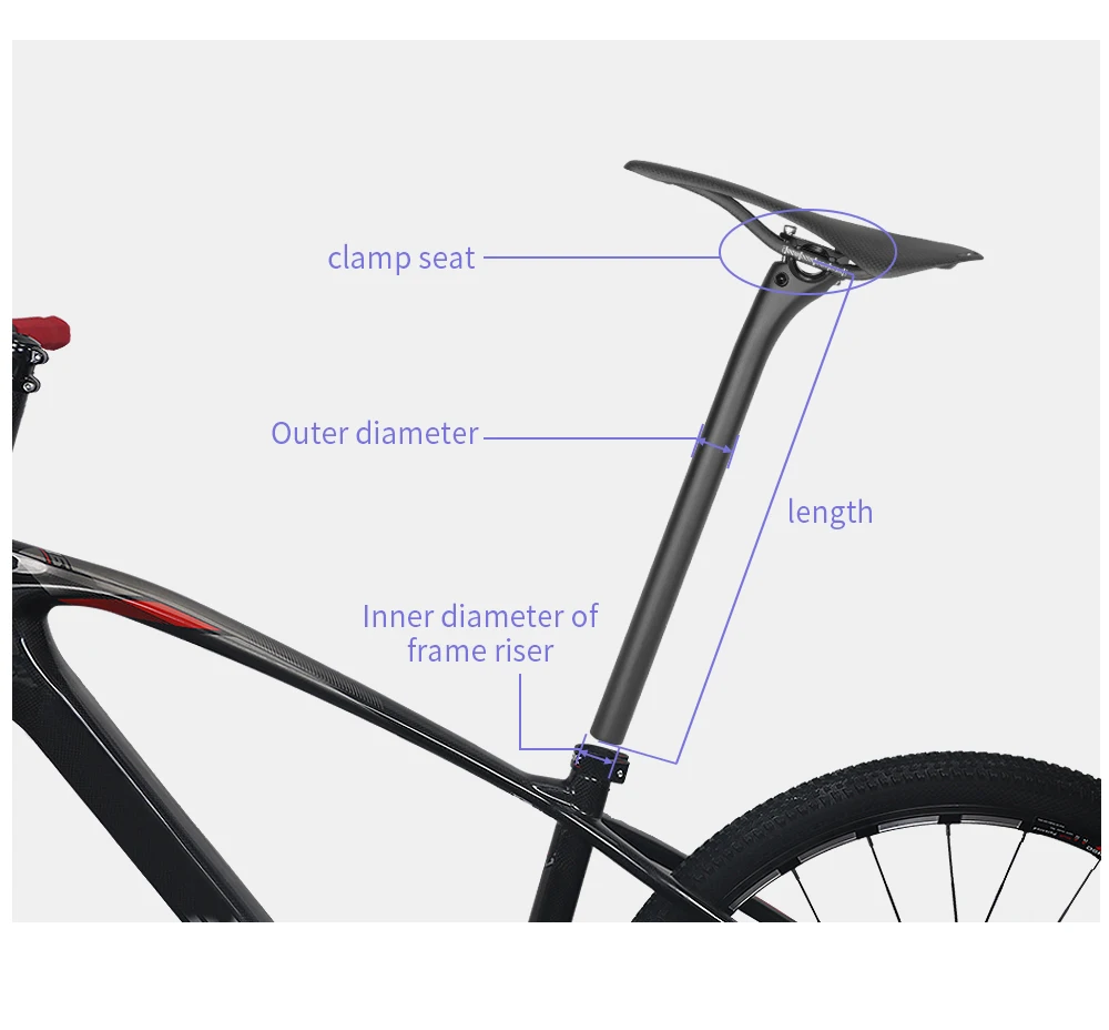 TOSEEK Carbon Sattelstütze 27,2 31,6mm Länge 400mm Offset 20mm MTB Rennrad Sattelstütze Sitzrohr Fahrrad teile MTB Carbon Kanu – Detail 11