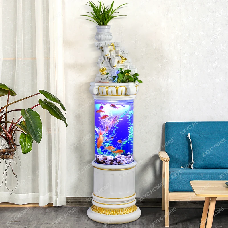 

Modern Circulating Water round Floor Home Office Lucky Living Room Decoration Free Change Aquarium