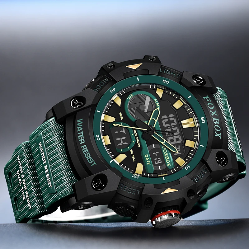 New LIGE Luxury Fashion Quartz Watches LCD Display Analog 5ATM Waterproof Sport Chronograph Reloj Hombre Gift for Men 2024
