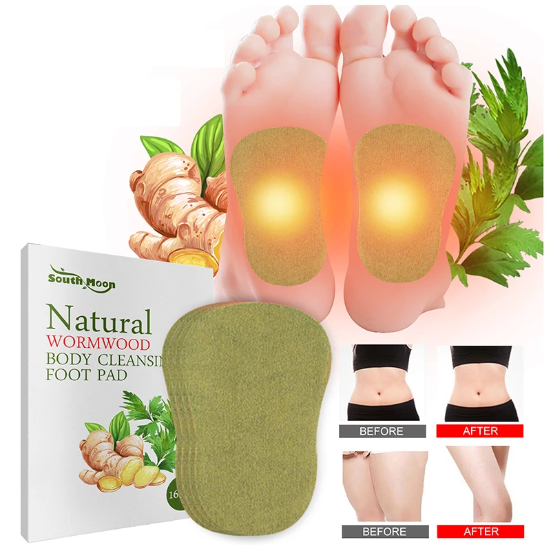 16Pcs Detox Foot Patches Natural Wormwood Body Cleansing Foot Pads Self Heating Patch Winter Keep Joint Warm Health Care