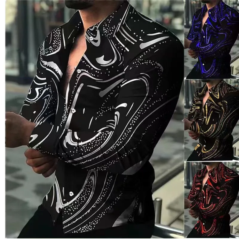 

Men's Long-sleeved Printed Shirt Men's Social Luxury Men's Designer Clothing Hawaiian Fashion Elegant Classic Free Shipping