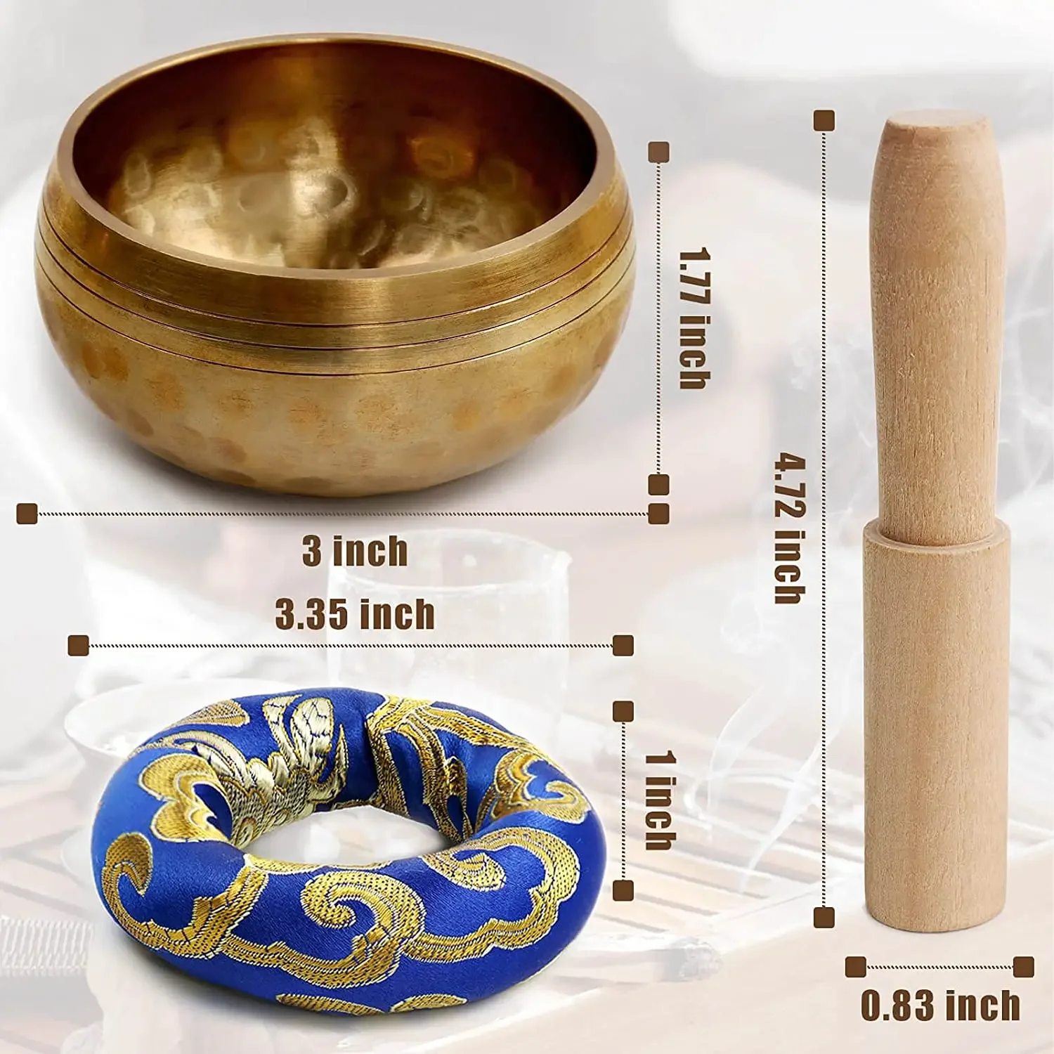 Nepal Buddhist  Handmade Tibetan Bowl for Meditation Yoga Sound healing Spiritual Scared Ritual Singing Bowl Set Feng Shui 2