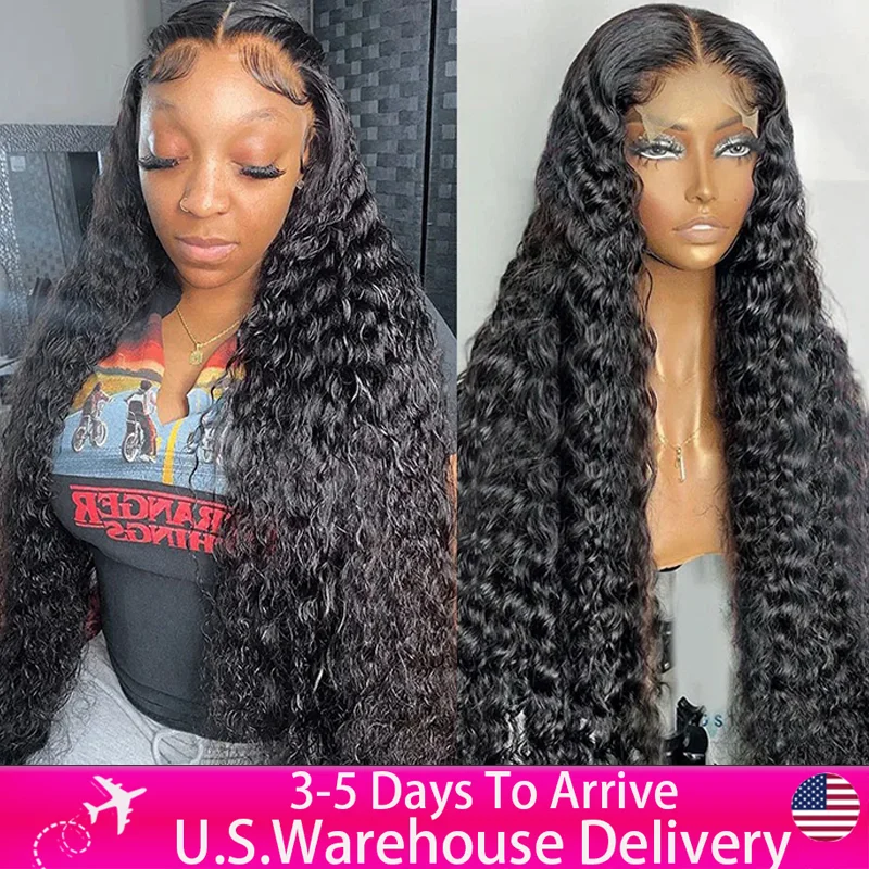 Kręcone peruki z ludzkich włosów dla kobiet 13x6 Water Wave Lace Front Wig 4x4 5x5 Lace Closure Wig 13x4 360 Hd Deep Wave Lace Frontal Wig - AliExpress 200165144