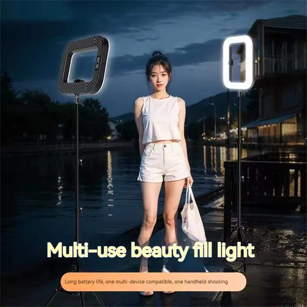 VBNBV New Handheld Ring LED Rechargeable Fill light Portable Mobile Phone Live Broadcast Photography Desktop Selfie Light  5