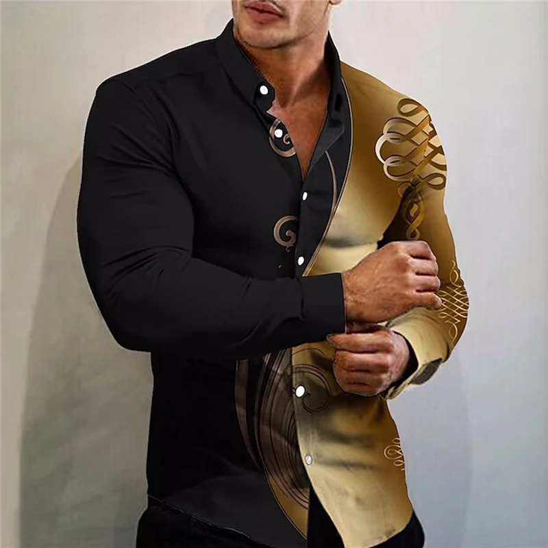 

Autumn Fashion Shirts For Men Casual stripe Print Oversized Long Sleeve Button Top Men's Clothing business camisas y blusas New