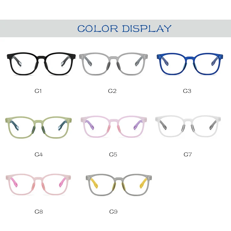 Round Anti-blue Light Eyeglasses Silica Gel Eyeglass Frame Boys And Girls 7-13 Ultra light Myopia Hyperopia Glasses Frame J208