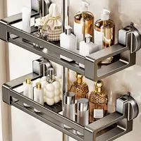 Oppbevaringshylle til baderom i metall med sugekopper