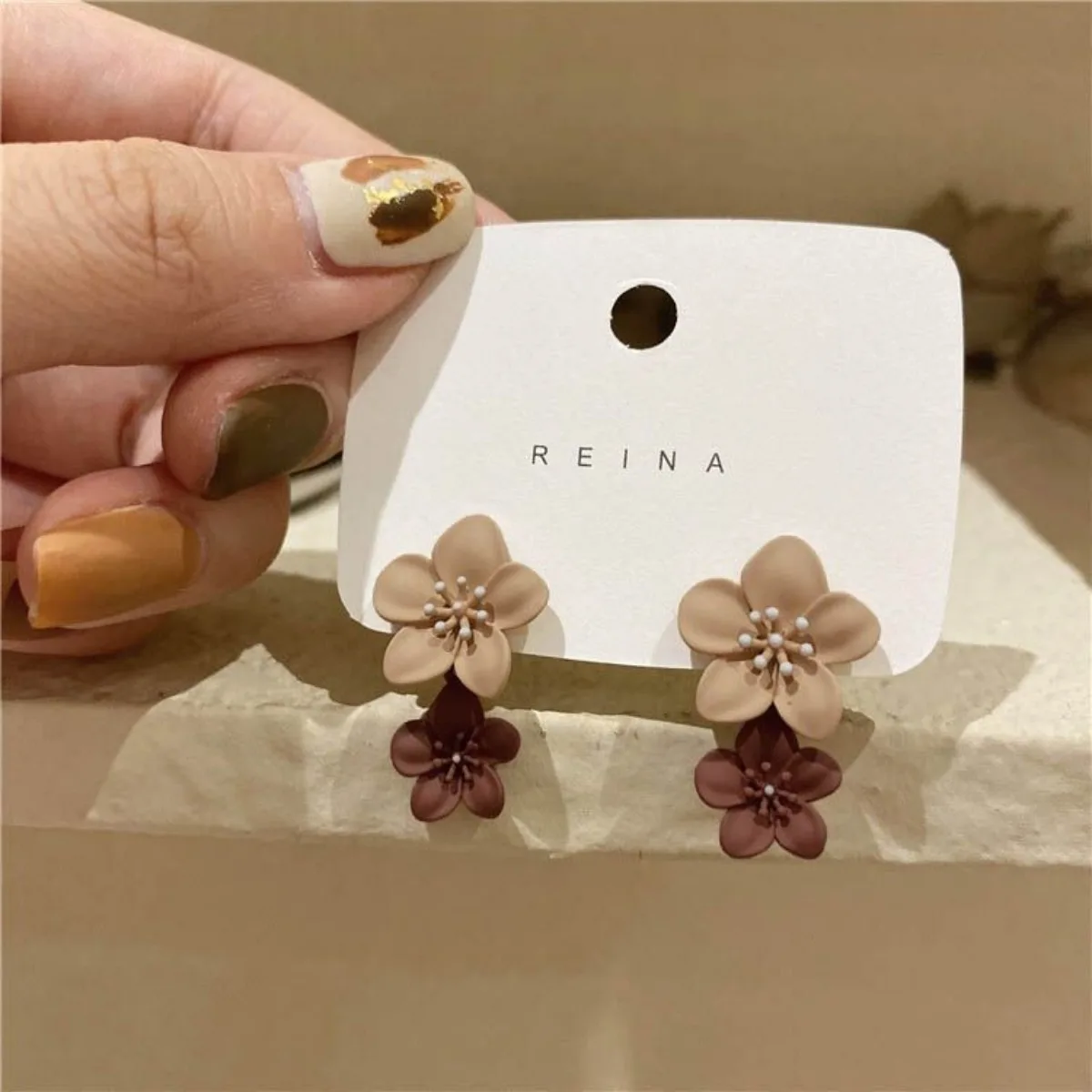 Dangle earrings for women two color flower drop 2025 Korean fashion jewelry wedding party girl elegant accessories