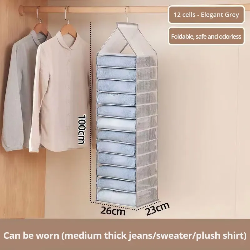 1pc Wardrobe Hanging Storage Bag Cabinet Organizer for Pants Socks - Image 3