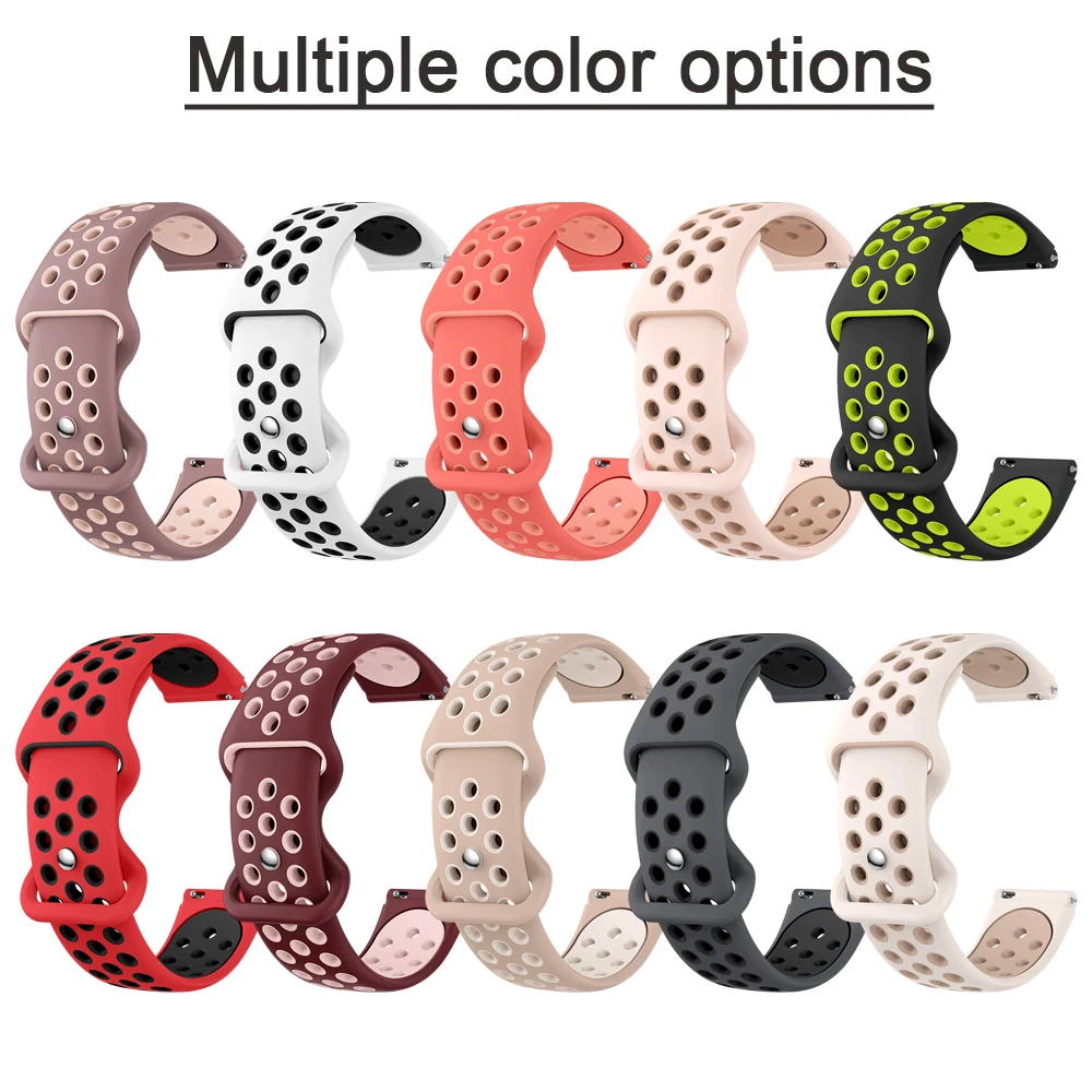 Two-Tone Round Hole Sport Breathable 18mm Band with 8-Shaped Buckle