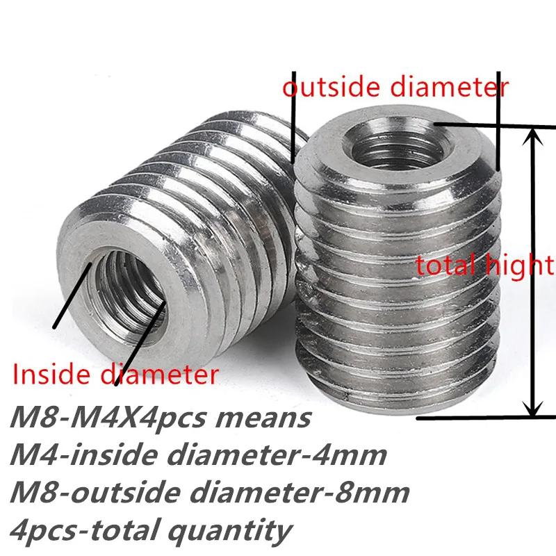 Stainless Steel Screw M6/M8M10-M20 Threaded Screw Adapter Conversion Nut Coupler