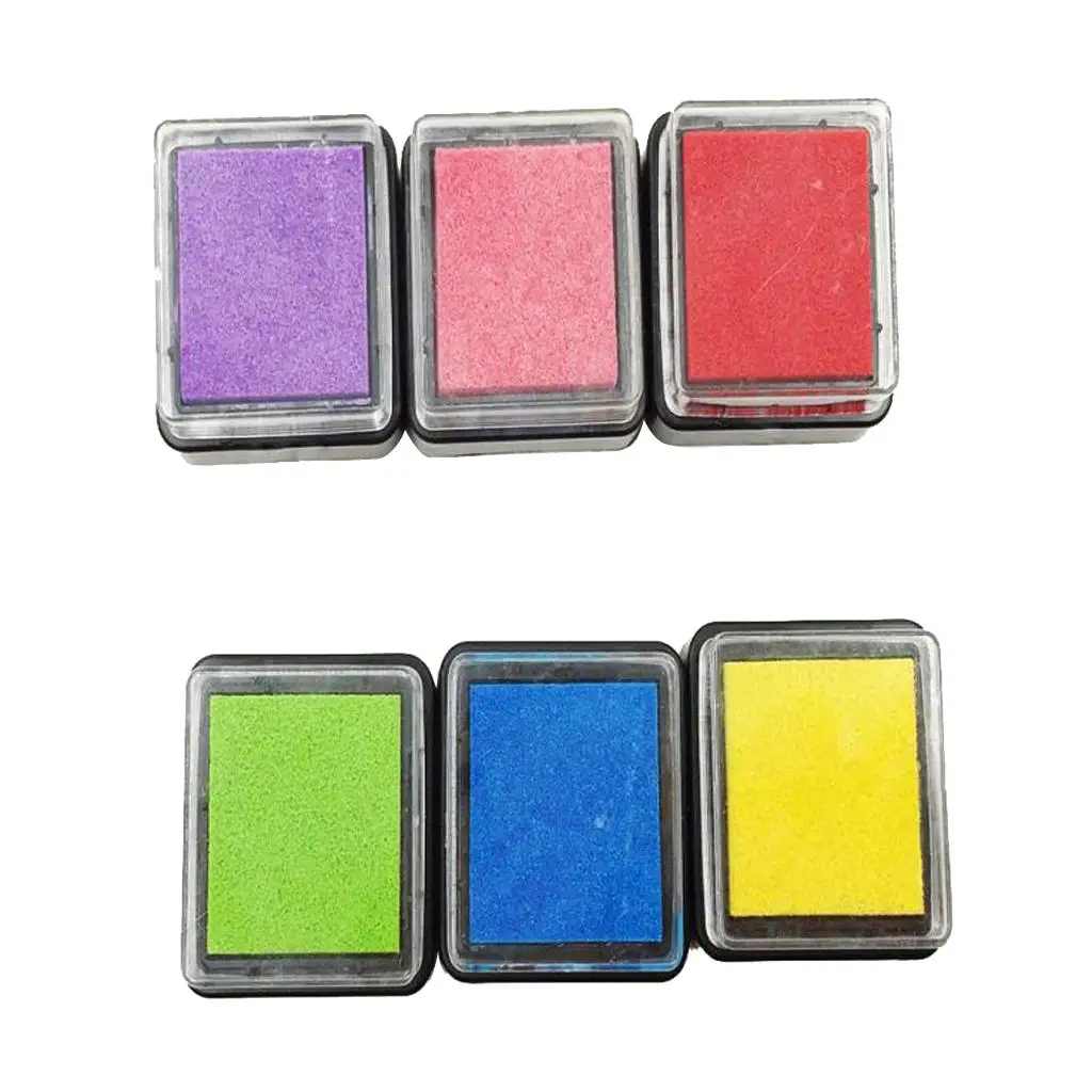 6 Colors Stamp Pads, Washable Ink Pads for Kids Craft DIY Supplies, for Rubber Stamps, Paper, , Wood Fabric, Party Favors
