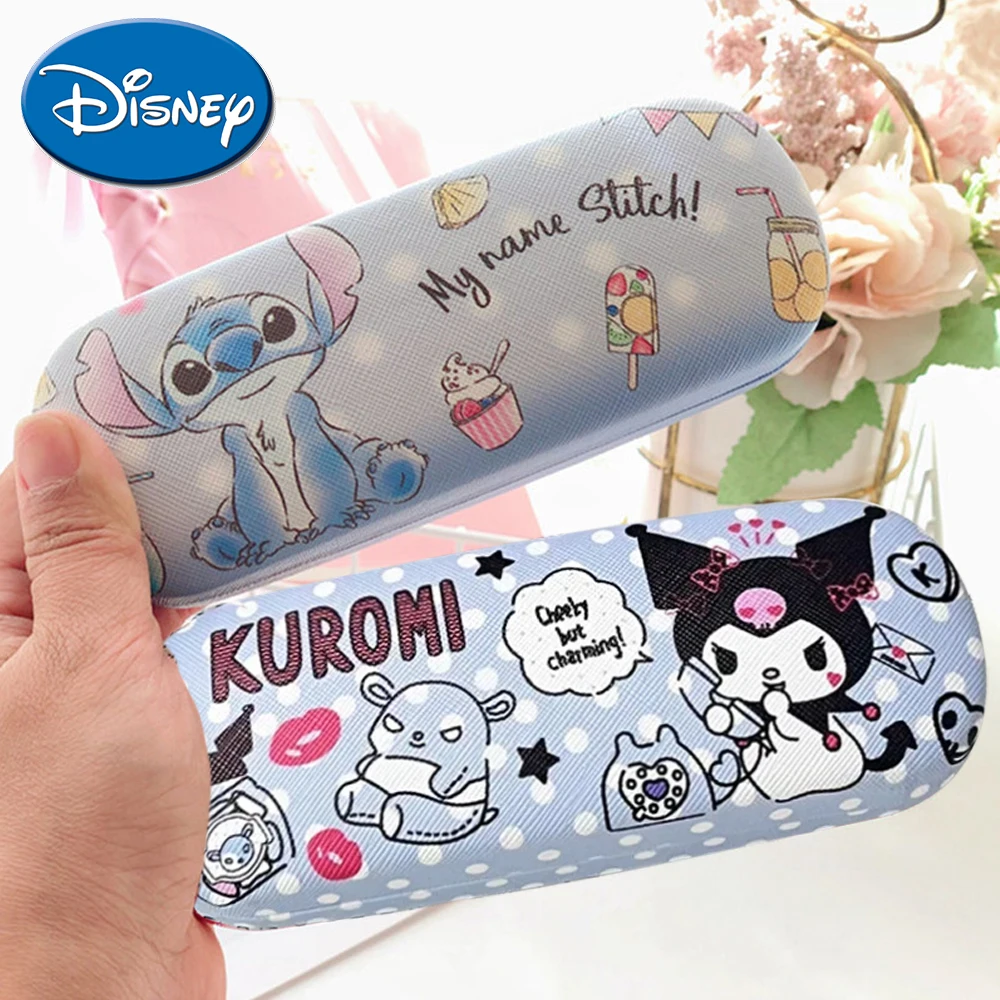 

Disney Stitch Glasses Case Hard Shell Holder Cute Anime Kawaii Sanrio Kuromi Stich Student Durable Glasses Storage Box Kids Gift