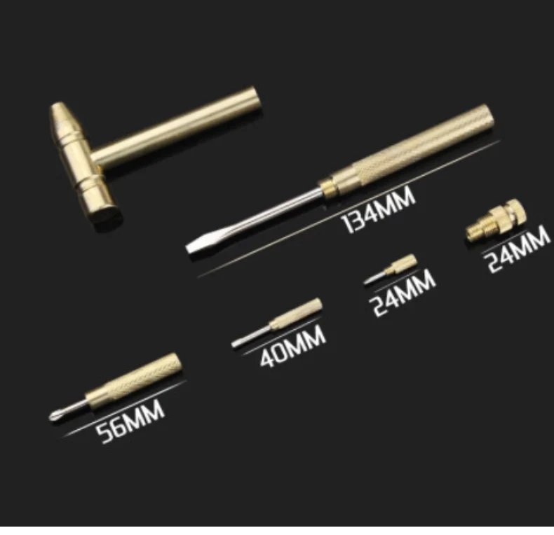 NEU 5-in-1 Mini Handwerk Hammer Schraubendreher Set Kupferlegierung Gold Abnehmbarer Mikroschraubendreher Perfektes Handwerkzeug für DIY-Projekte – Detail 6