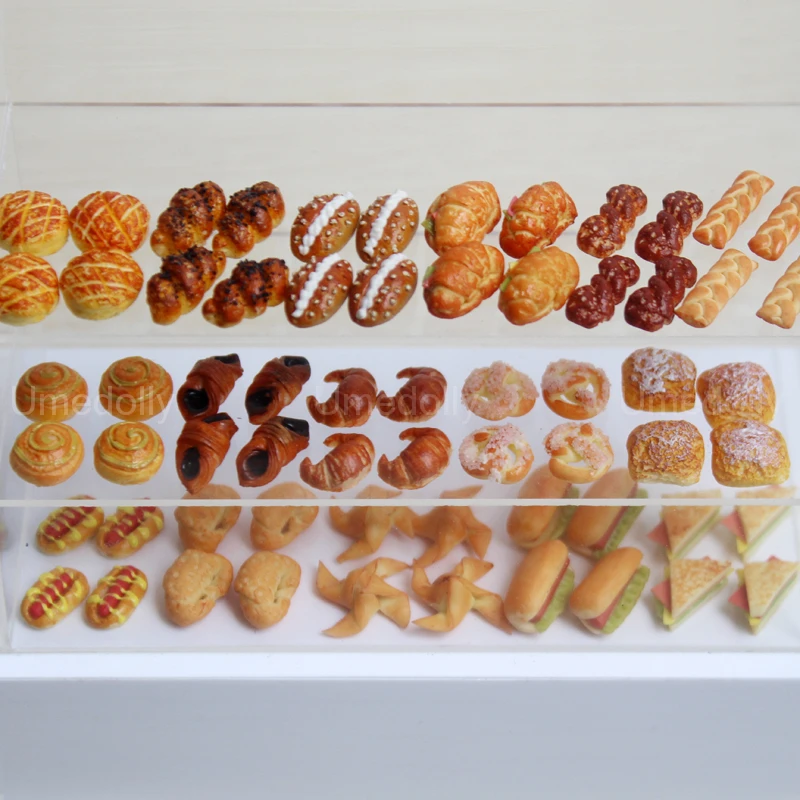 2PCS 1/12 Scale Dollhouse Miniature Bread Mini Hotdog Sandwich Pretend Play Bakery for OB11 Doll Food Toy Kitchen Accessories