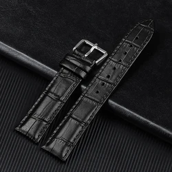 Luxurious Genuine Leather Watchband with Tool - High - Quality Wrist Bracelet - 17mm (Black)