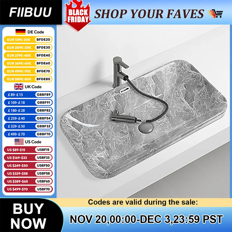 อ่างล้างหน้าเซรามิกสีเทาลายหินอ่อน พร้อมอุปกรณ์ระบายน้ำ แบบกึ่งฝัง สำหรับตกแต่งห้องน้ำในบ้าน 1