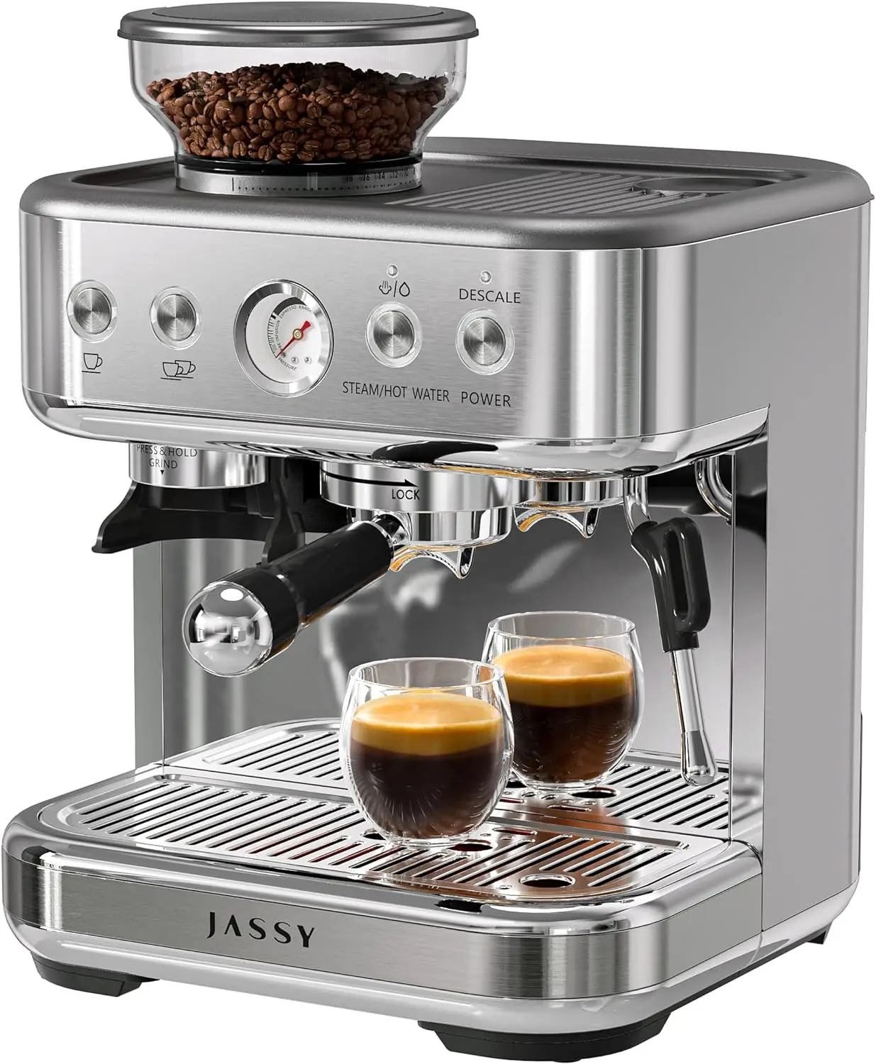 

JASSY Espresso Coffee Machine 20 Bar Cappuccino Maker High Pressure Pump with Barista Coffee Grinder/Milk Frother for