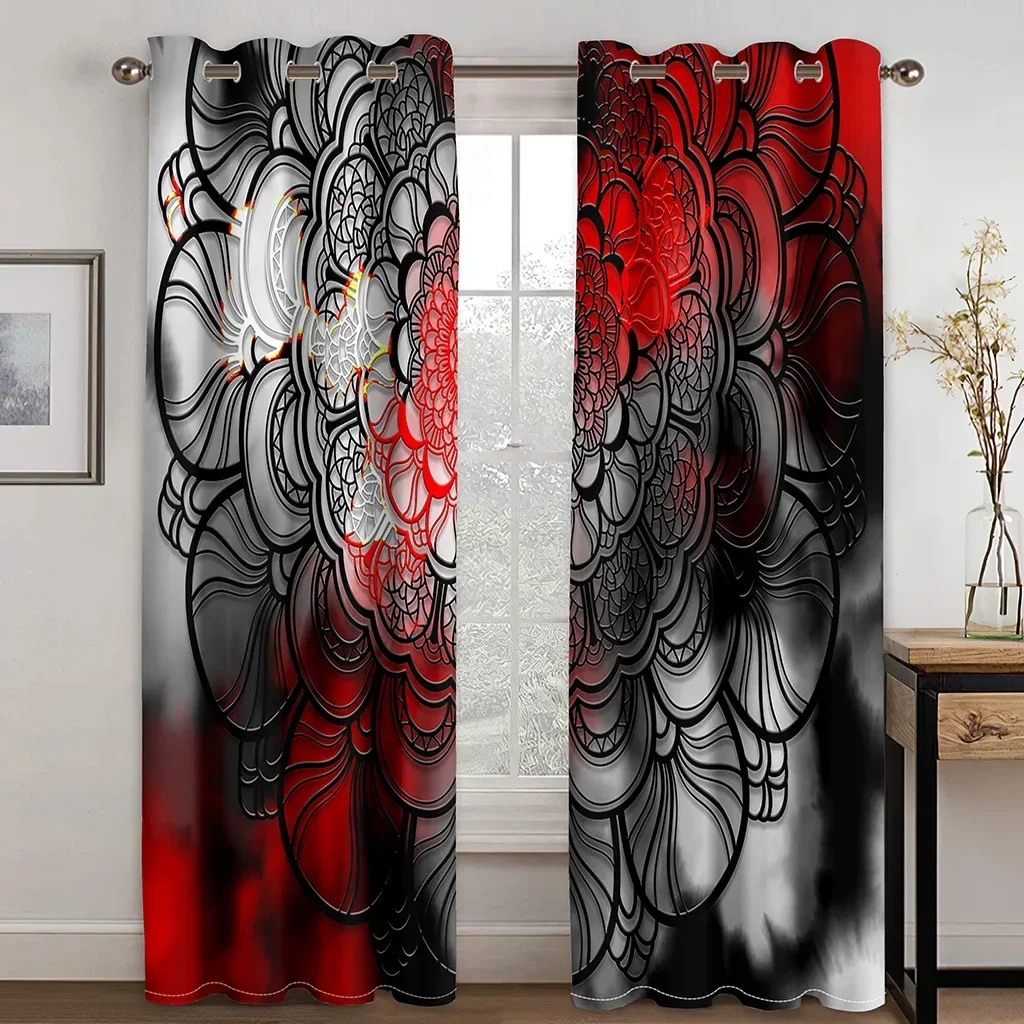 3D Red Psichedelic Dream Catchers Boho Mandola Floreale Sottile Tende Per Finestre Per Soggiorno Camera Da Letto Decor 2 Pezzi Spedizione Gratuita
