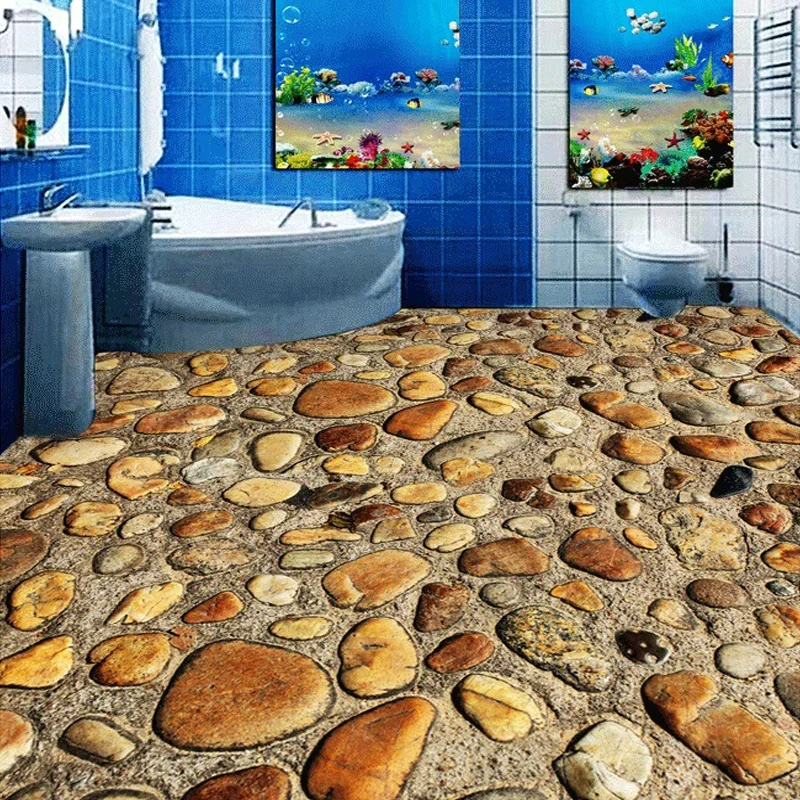  HGFHGD Vinilo adhesivo para suelo de piedra mural, 3 Dpvc,  piedra para baño, pasillo de baño, azulejo, PVC autoadhesivo : Herramientas  y Mejoras del Hogar