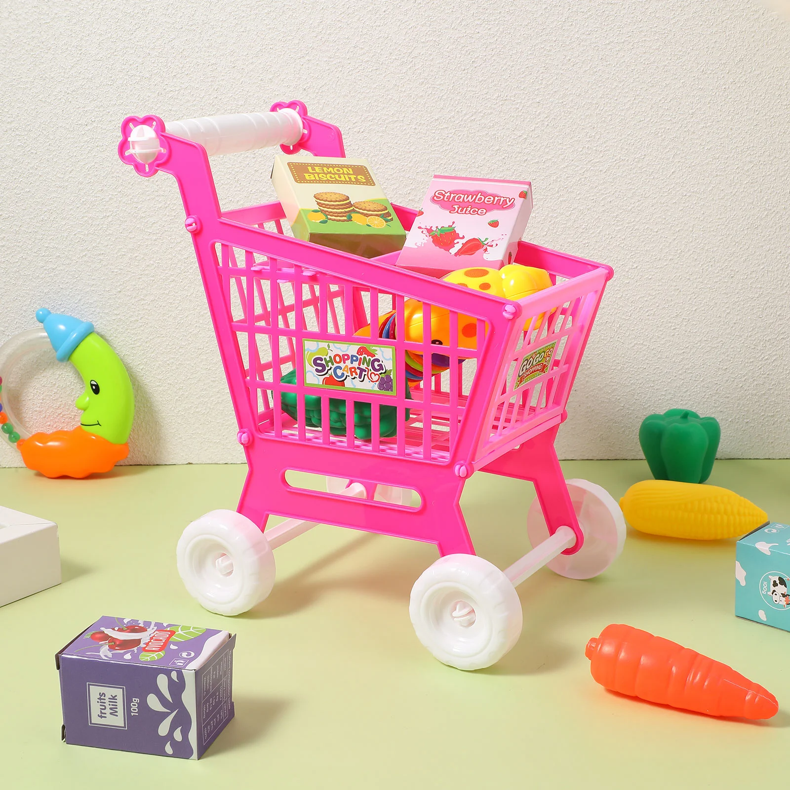 Simulation Shopping Cart Plastic Mini Grocery Toy Kids Baby Supermarket  Toddlers Toys