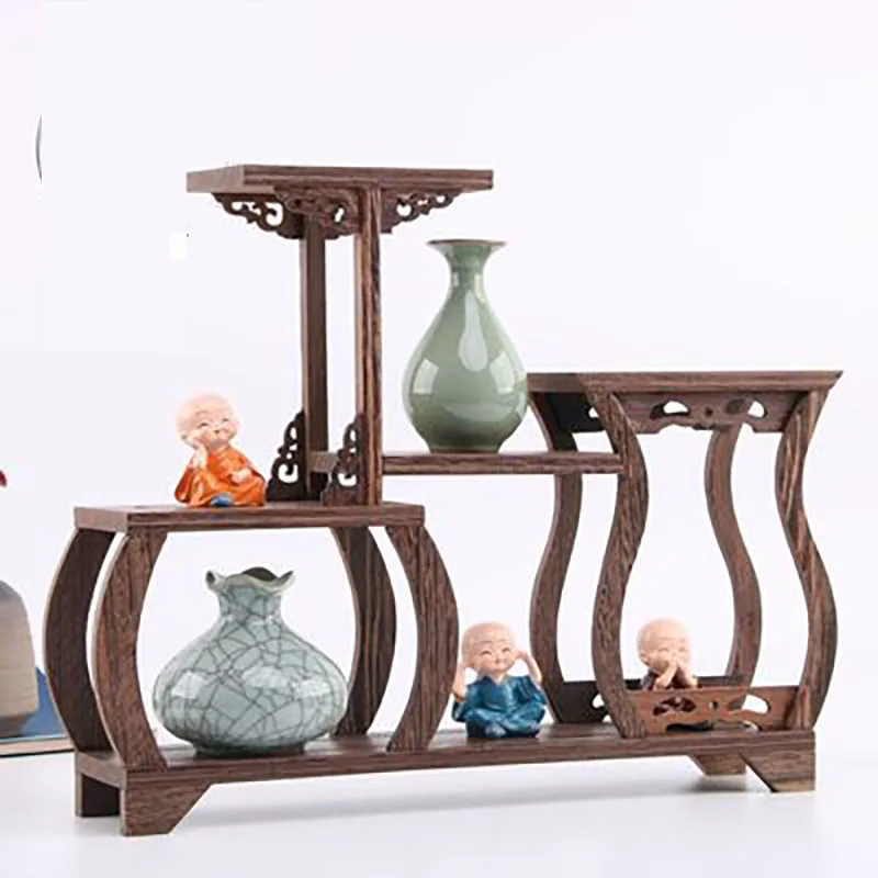 Chinese Kung Fu Tea Pot, Craft Holder, Shelves, Teapot, Pet Vase, Wood Carving, Display Stand, Home Decoration, Teahouse Accesso