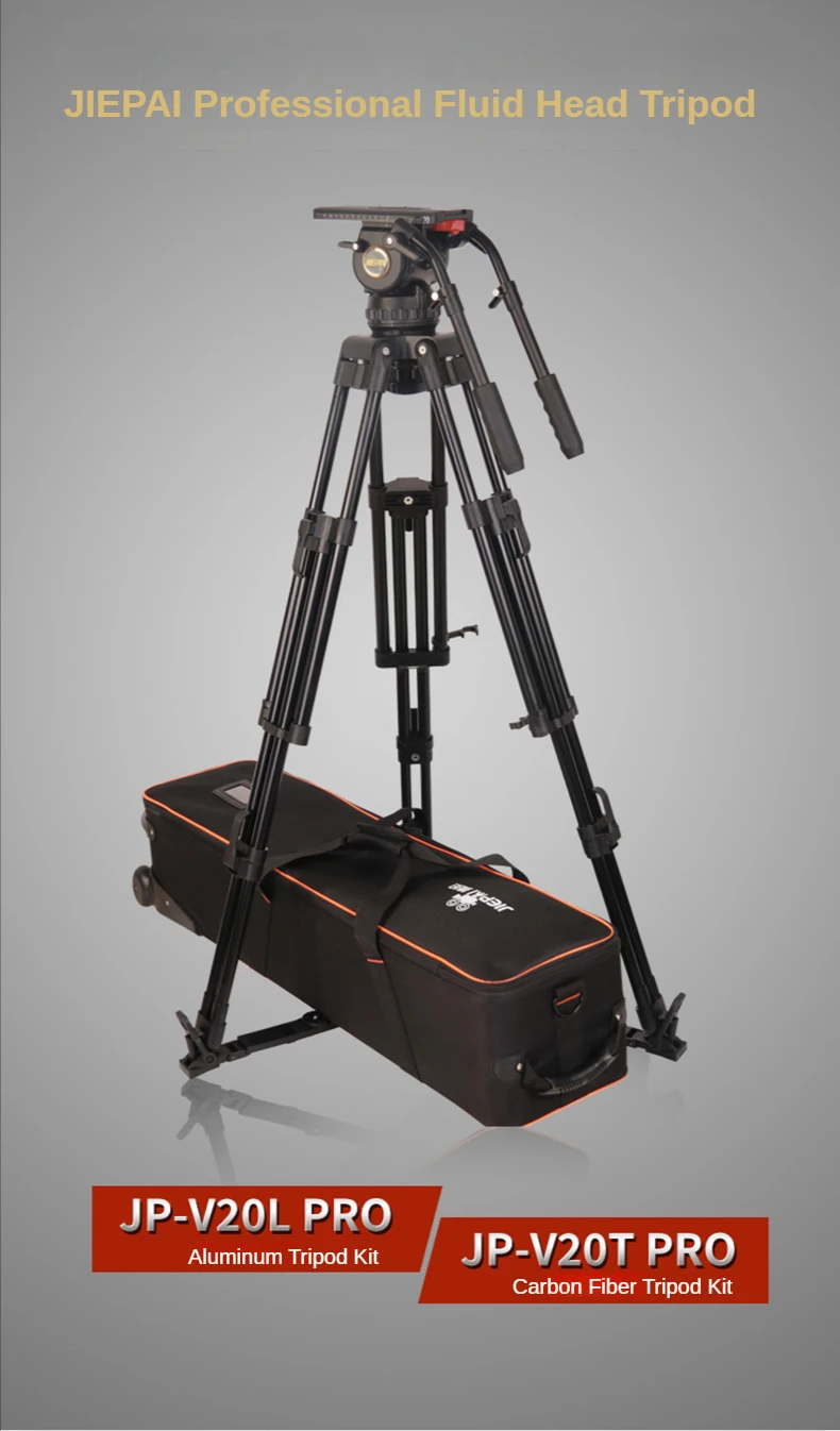 V20L / V20T PRO Heavy Duty Carbon Fiber/Aluminum Video Camera Tripod with 100mm