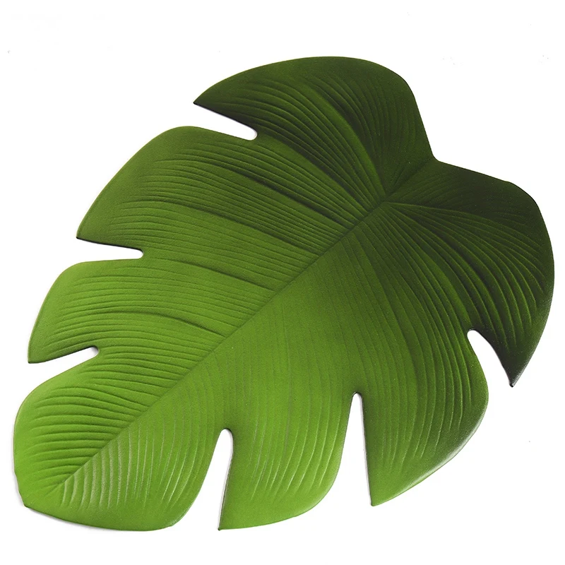 

Tablecloth Sheet Green Leaf Shape EVA Insulation Mat Simulation Tropical Palm Pad Table Kitchen Mat Accessories