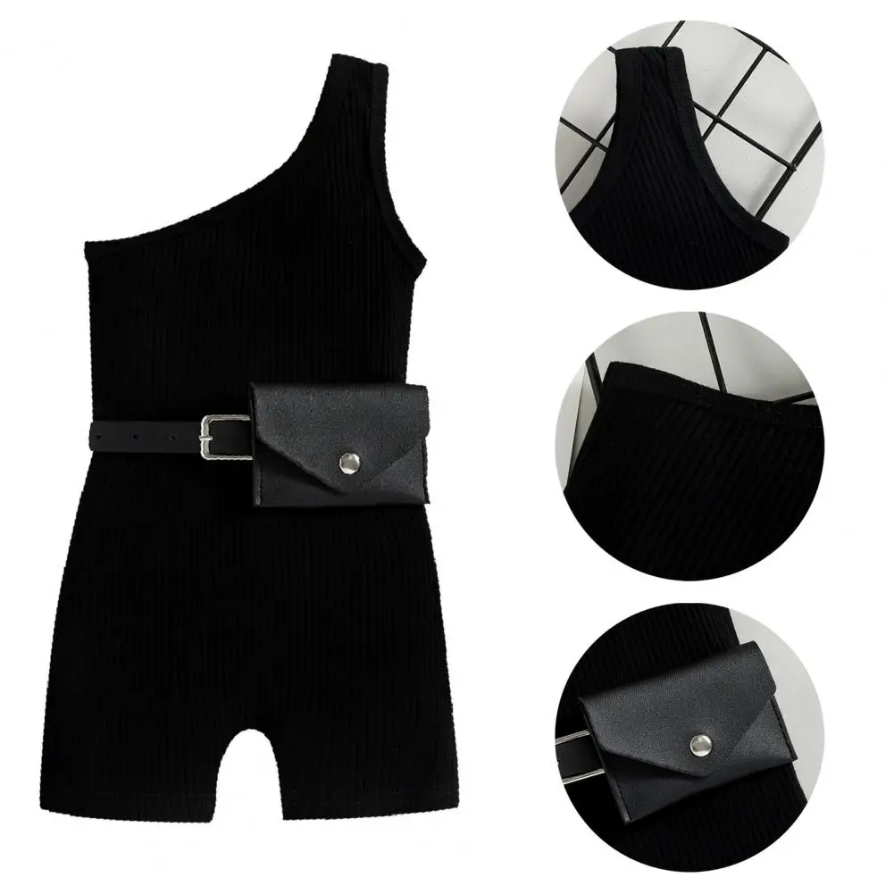 Toddler Kids Baby Girls 2PCS Summer Outfits Sleeveless Halter Clothes + Waist Bag Set 6M-4T Baby Suit Daily Wear Everyday Wear