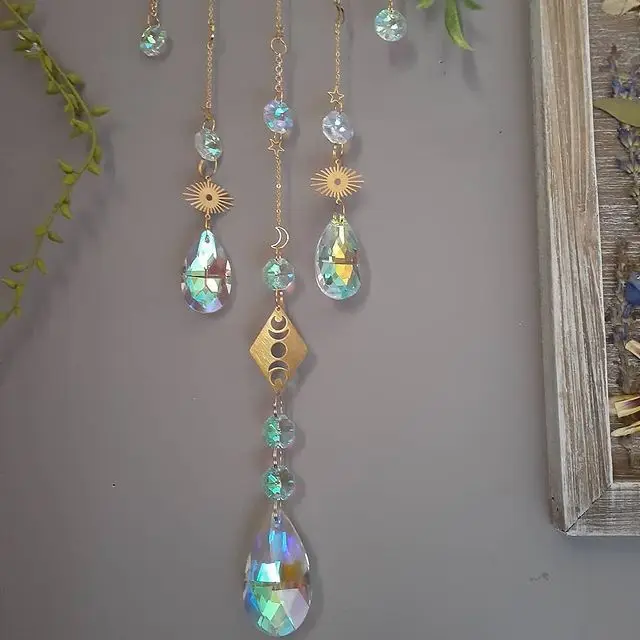 Holdfázisú Nagy Szivárványkészítők Ajándék-Tökéletes Szoba Dekorációhoz | Car Charm Boho Dekoráció Ajándék - Image 4