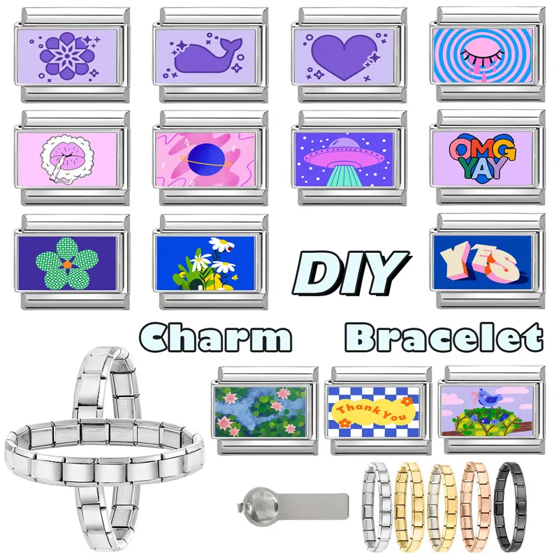 Italian Stainless Steel Charm Bracelet DIY Making Jewelry