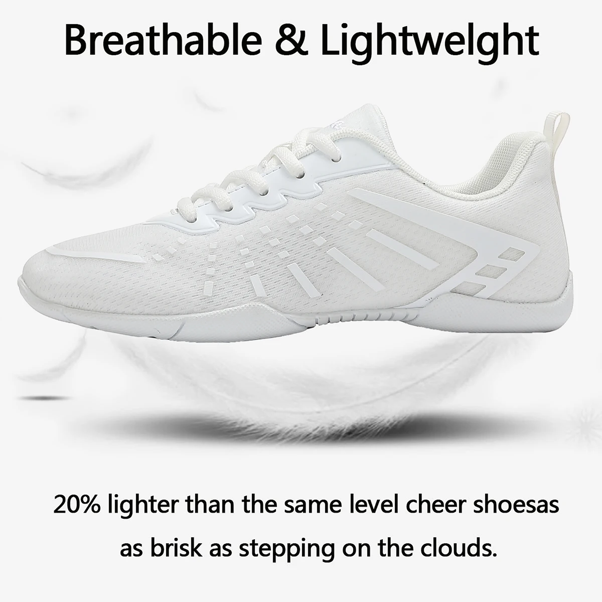 2411 Weiße Cheerleading-Sneaker für Mädchen, Obermaterial aus Mesh, atmungsaktive Aerobic-Schuhe, rutschfeste, weiche Sohle, Tanz- und Sportschuhe für Jugendliche und Damen – Detail 4