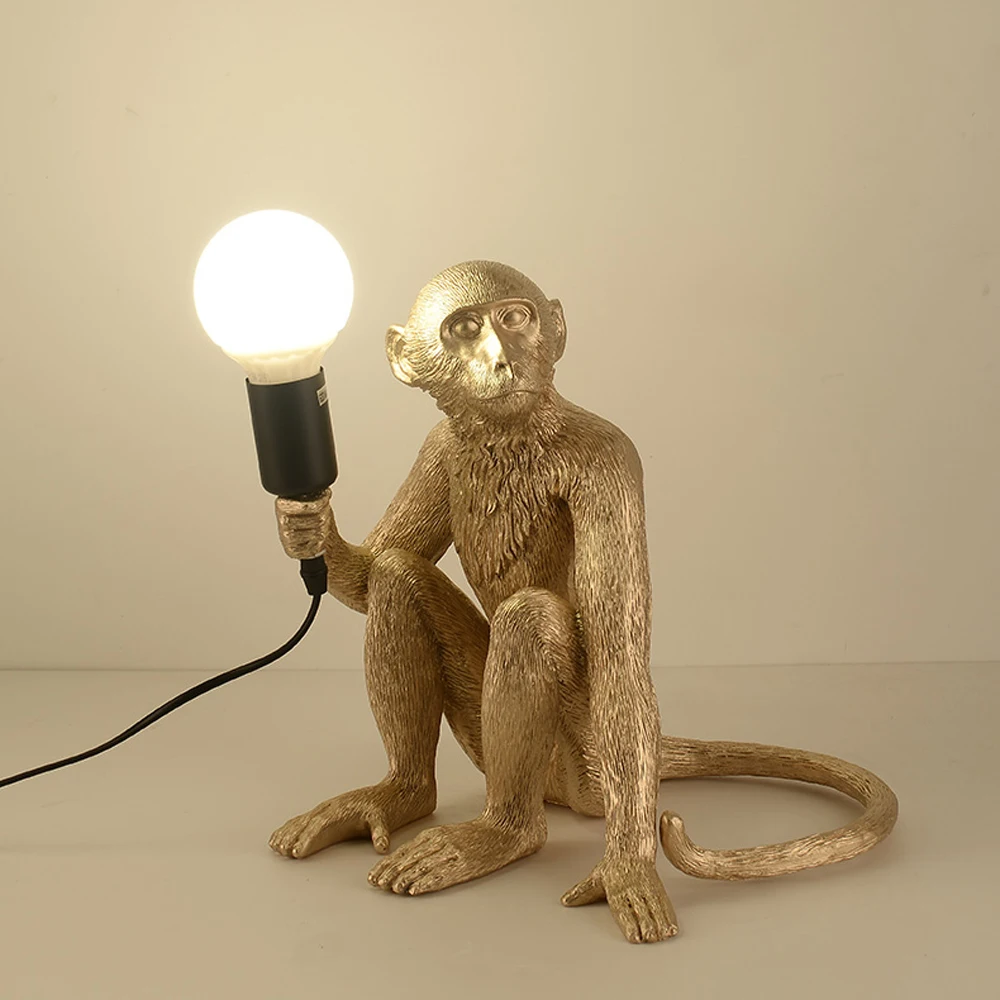 Resin Monkey Table Lamp Sitting Monkey Light Indoor Table Light Fixture Decor 4