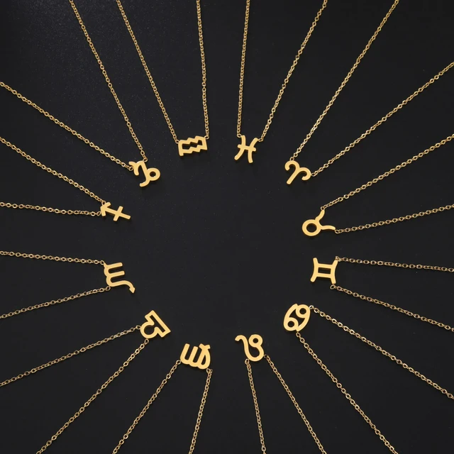 Stainless Steel Star Zodiac Sign Necklace 12 Constellation Pendant Necklace Women Aries Leo Virgo Gemini Libra Pisces Jewellery 3