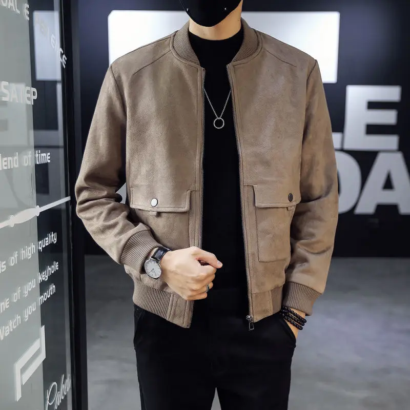 Fashion Stand Collar Zipper Pockets Solid Color Korean Coats Men's Clothing 2023 Winter Loose Casual Tops All-match Jackets