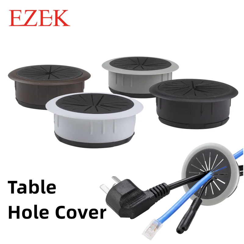 Table Hole Cover 60mm Black White Rubber Grommets in Desk, Table Hole