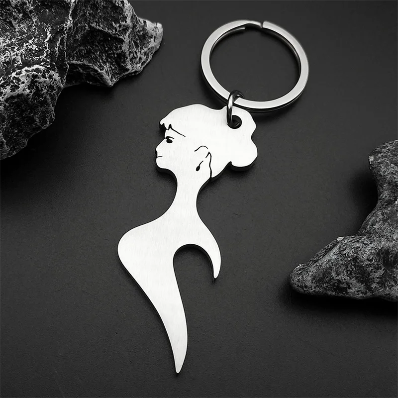 Einfache Frauen Weibliche Figur Schlüsselring Für Frauen Männer Edelstahl Silber Farbe Mode Tasche Hängende Dekoration Schlüsselanhänger Schmuck