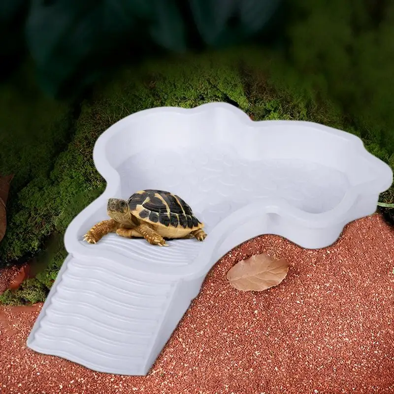 Reptile Bathing Tub Tortoise Water Dish With Ladder Turtle Pool Landscape Fish Tank Decoration For Gecko Turtle Bearded Dragon