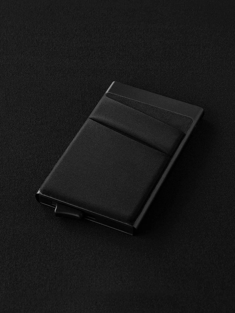 Card Holder with Money Pocket Pop Up Wallet RFID Blocking Slim Metal Bank Card Case Holds 5 Cards