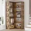 5-Tier Corner Bookshelf, L Shaped 66-Inch Corner Bookcase, Farmhouse Tall Bookshelves, Rustic Display Shelf Storage Organizer 6