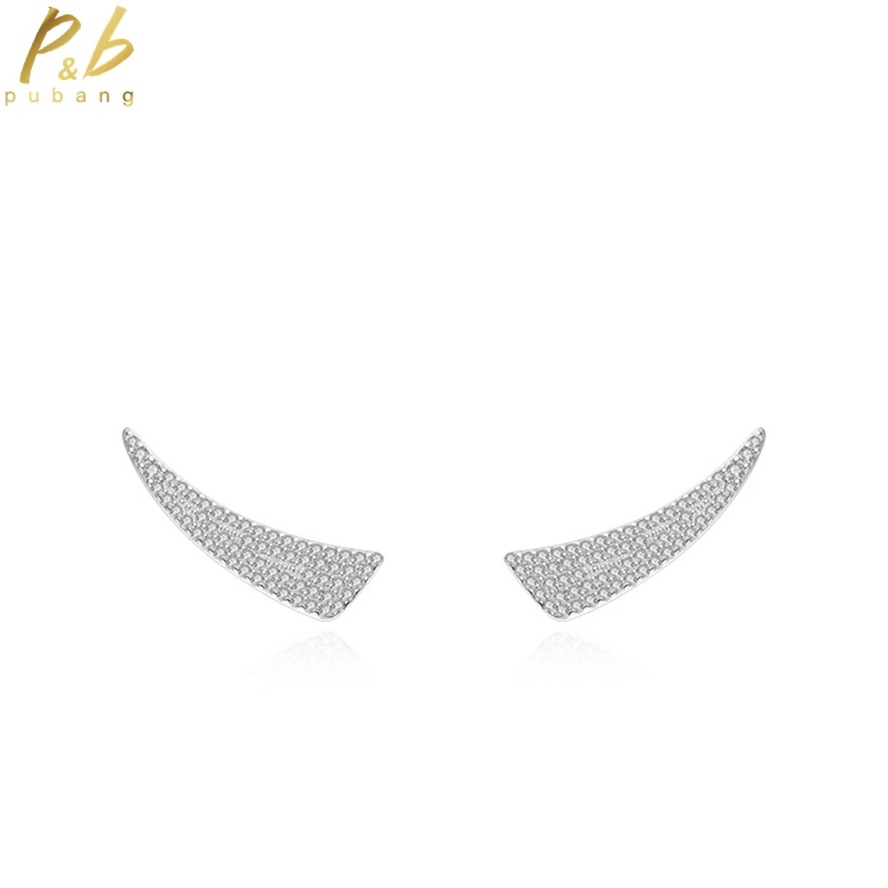 

PuBang Fine Jewelry Real 925 Sterling Silver High Carbon Diamond Full Gem Wings Stud Earrings for Women Party Gift Drop Shipping