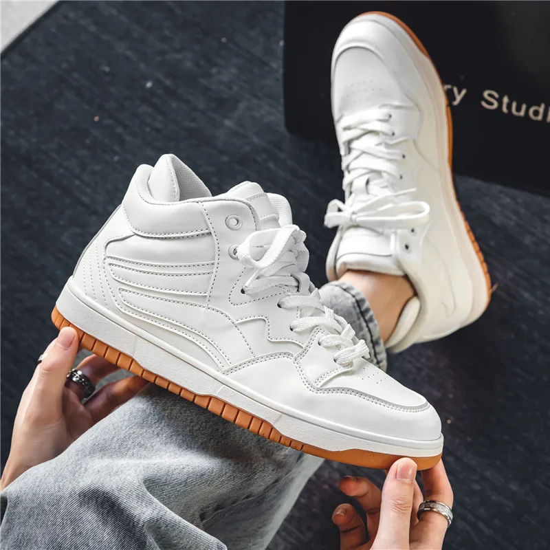Brand Men's Women's High Top Leather Sneakers Comfortable Non-slip Basketball Shoes Casual Sport Tennis Shoes Couple Sneakers