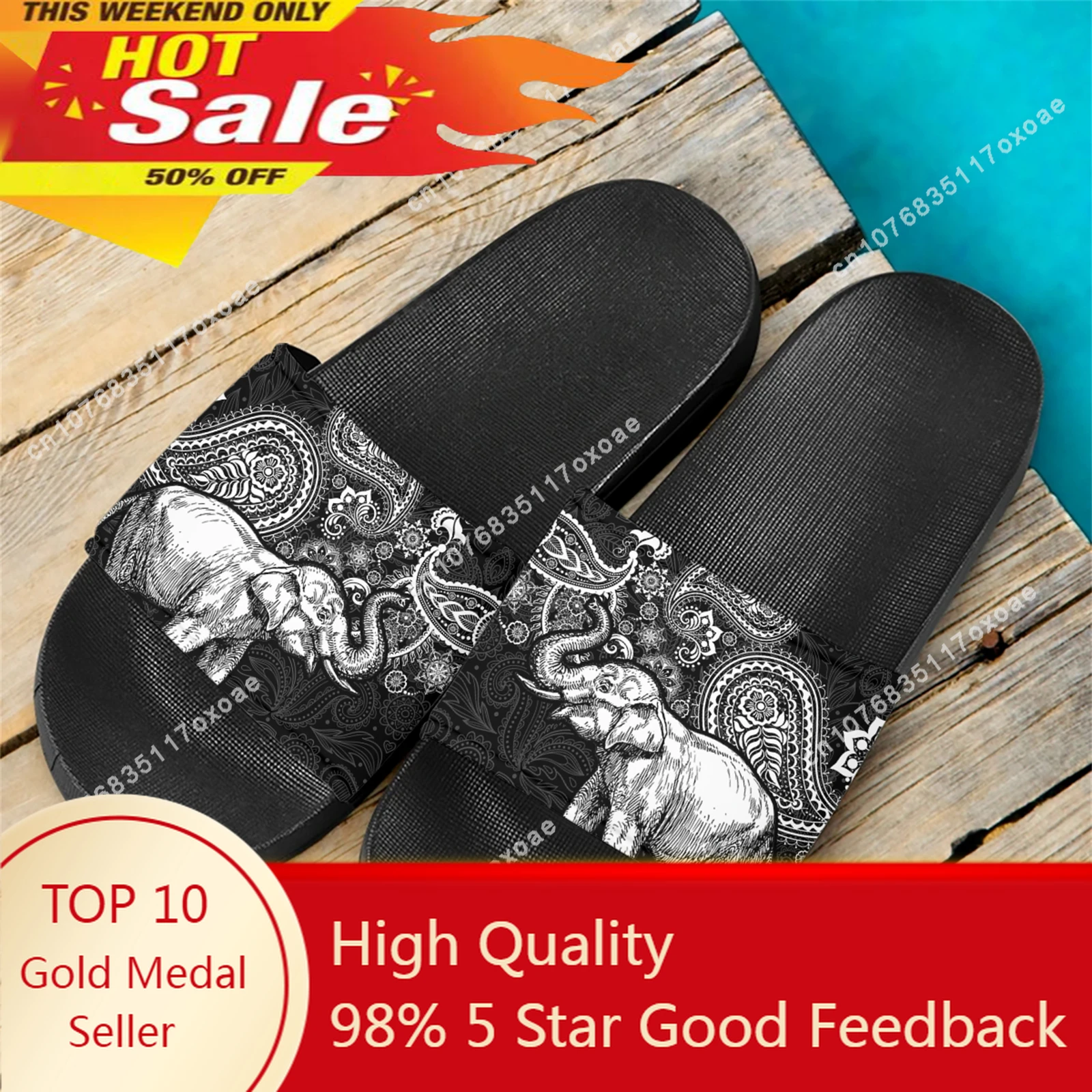 

Doginthehole Polynesian Elephant Print Slippers for Women Men Outdoor Beach Wading Sandals Home EVA Non-slip Lightweight Slipper